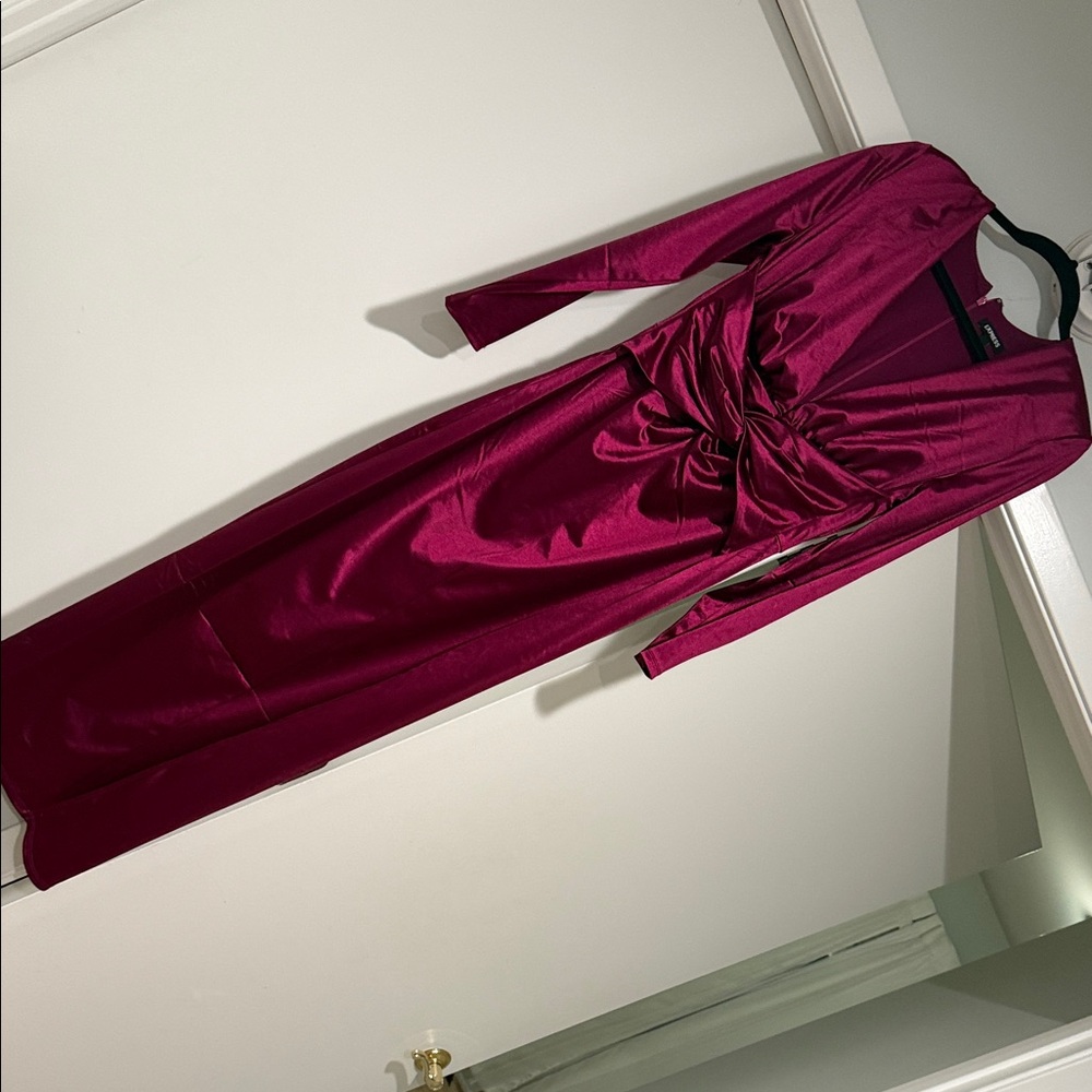 Express Deep Magenta Long Sleeve Dress